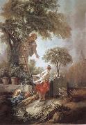 Francois Boucher Landscape with Kirschpfluckerin oil on canvas